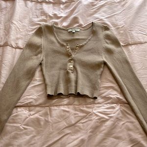 Tan long sleeve crop top